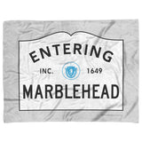 Marblehead - Entering Marblehead sign - Fleece Blanket - Gray