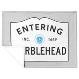 Marblehead - Entering Marblehead sign - Fleece Blanket - Gray