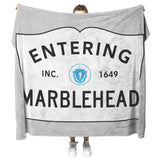 Marblehead - Entering Marblehead sign - Fleece Blanket - Gray