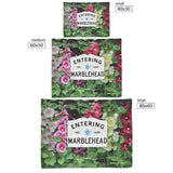 Marblehead - Entering Marblehead sign - Hollyhocks