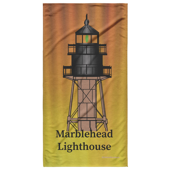 Marblehead - Lighthouse Top Beach Towel - Orange Yellow Bckgrnd