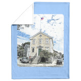 Marblehead - Old Town House Color Sketch - Lt Blue Bckgrnd - Fleece Blanket