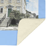 Marblehead - Old Town House Color Sketch - Lt Blue Bckgrnd - Fleece Blanket