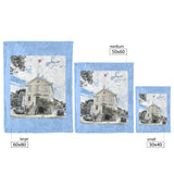 Marblehead - Old Town House Color Sketch - Lt Blue Bckgrnd - Fleece Blanket