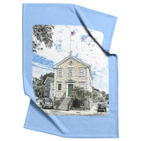 Marblehead - Old Town House Color Sketch - Lt Blue Bckgrnd - Fleece Blanket