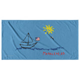 Marblehead - Sailboat & Sun Sketch - Beach Towel