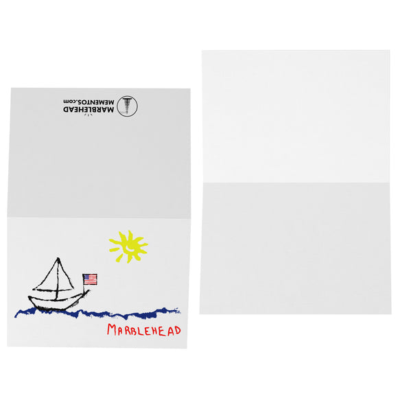 Marblehead - Sailboat & Sun Sketch 5x7 Note Card