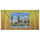 Marblehead Collage Beach Towel - orange-yellow bckgrnd