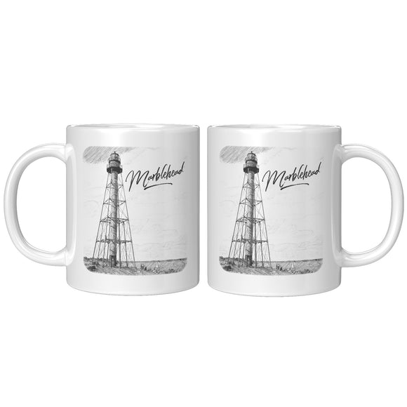 Marblehead, Lighthouse Sketch (b&w Marblehead) - Mug