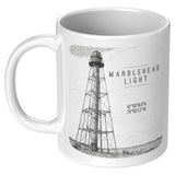 Marblehead, Lighthouse Sketch b&w lat-lon - Mug v1