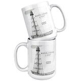 Marblehead, Lighthouse Sketch b&w lat-lon - Mug v1