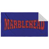 Marblehead Red Blk Curve Beach Towel - dk blue bckgrnd