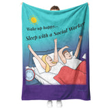 Sleep w Social Worker bckgrnd & Sun Fleece Blanket