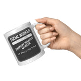 Social Worker, Freakin Miracle Worker BLACK bckgrnd - Mug v7