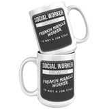 Social Worker, Freakin Miracle Worker BLACK bckgrnd - Mug v7