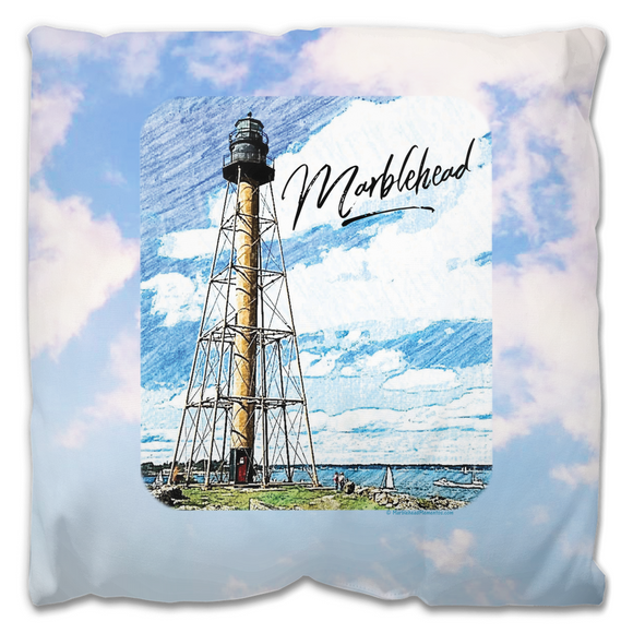 Marblehead Lighthouse, Color Sketch - Outdoor Pillow