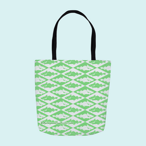 Marblehead SeaPrints Tote Bag - Codfish Print - Pastel Green