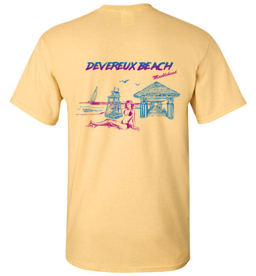 Devereux Beach, Marblehead v4 - T-Shirt (FRONT LEFT & BACK PRINT) - Gildan