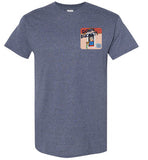Down Bucket Cartoon T-Shirt (LEFT CHEST -FRONT ONLY PRINT) - Gildan