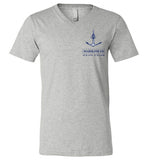 Marblehead Anchor Latitude-Longitude - Unisex V-Neck T-Shirt (FRONT LEFT & BACK PRINT) - by Canvas