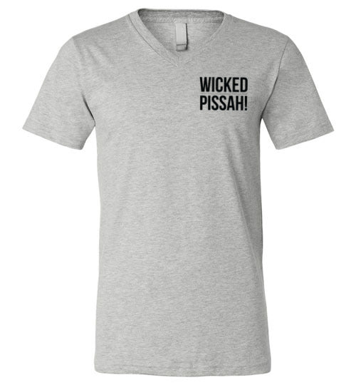 WICKED PISSAH! T-Shirt (FRONT LEFT & BACK PRINT) Unisex V-Neck - by Canvas