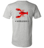 Lobster Marblehead - Unisex V-Neck T-Shirt (FRONT LEFT & BACK PRINT) - by Canvas