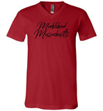 Marblehead Massachusetts - Blk Script T-Shirt - Unisex V-Neck - by Canvas
