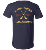 Marblehead, Est. 1629 with Oars - Unisex V-Neck T-Shirt (FRONT LEFT & BACK PRINT) - by Canvas