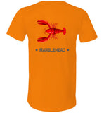 Lobster Marblehead - Unisex V-Neck T-Shirt (FRONT LEFT & BACK PRINT) - by Canvas