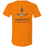 Marblehead Anchor Latitude-Longitude - Unisex V-Neck T-Shirt (FRONT LEFT & BACK PRINT) - by Canvas