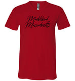 Marblehead Massachusetts - Blk Script T-Shirt - Unisex V-Neck - by Canvas