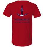 Marblehead Anchor Latitude-Longitude - Unisex V-Neck T-Shirt (FRONT LEFT & BACK PRINT) - by Canvas