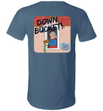 Down Bucket Cartoon T-Shirt (FRONT LEFT & BACK PRINT) Unisex V-Neck - by Canvas