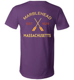 Marblehead, Est. 1629 with Oars - Unisex V-Neck T-Shirt (FRONT LEFT & BACK PRINT) - by Canvas