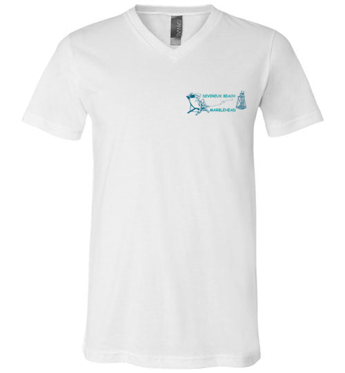Devereux Beach, Marblehead v3 - Unisex V-Neck T-Shirt (FRONT LEFT & BACK PRINT) by Canvas