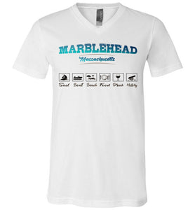 Marblehead Massachusetts Activities - Unisex V-Neck T-Shirt, by Canvas