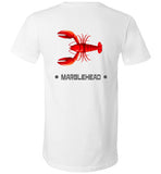 Lobster Marblehead - Unisex V-Neck T-Shirt (FRONT LEFT & BACK PRINT) - by Canvas