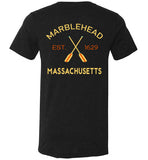 Marblehead, Est. 1629 with Oars - Unisex V-Neck T-Shirt (FRONT LEFT & BACK PRINT) - by Canvas