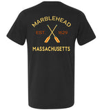 Marblehead, Est. 1629 with Oars - Unisex V-Neck T-Shirt (FRONT LEFT & BACK PRINT) - by Canvas