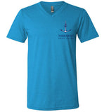 Marblehead Anchor Latitude-Longitude - Unisex V-Neck T-Shirt (FRONT LEFT & BACK PRINT) - by Canvas