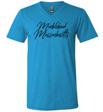 Marblehead Massachusetts - Blk Script T-Shirt - Unisex V-Neck - by Canvas