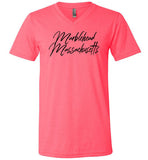 Marblehead Massachusetts - Blk Script T-Shirt - Unisex V-Neck - by Canvas