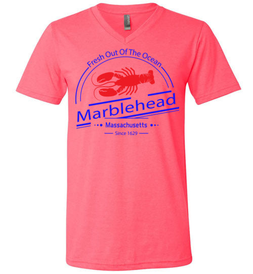 Fresh Out of the Ocean - Marblehead - Unisex V-Neck T-Shirt - by Canvas