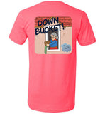 Down Bucket Cartoon T-Shirt (FRONT LEFT & BACK PRINT) Unisex V-Neck - by Canvas
