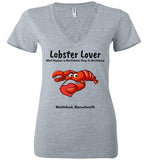 Lobster Lover- What Happens in Marblehead, Stays in Marblehead - Ladies Fitted V-Neck T-Shirt - by Bella