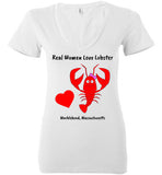 Real Women Love Lobster, Marblehead - Ladies fitted V-Neck T-Shirt - by Bella