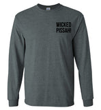 WICKED PISSAH! - Long Sleeve T-Shirt (LEFT CHEST - FRONT ONLY PRINT) - by Gildan