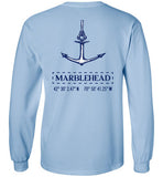 Marblehead Anchor Latitude-Longitude - Long Sleeve T-Shirt (FRONT LEFT & BACK PRINT) - Gildan