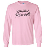 Marblehead Massachusetts Blk Script - Long Sleeve T-Shirt - by Gildan