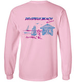 Devereux Beach, v4, Marblehead  - Long Sleeve T-Shirt (LEFT FRONT & BACK PRINT) - Gildan